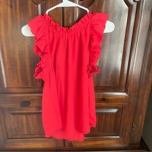 Mine Red Ruffle Sleeve Blouse